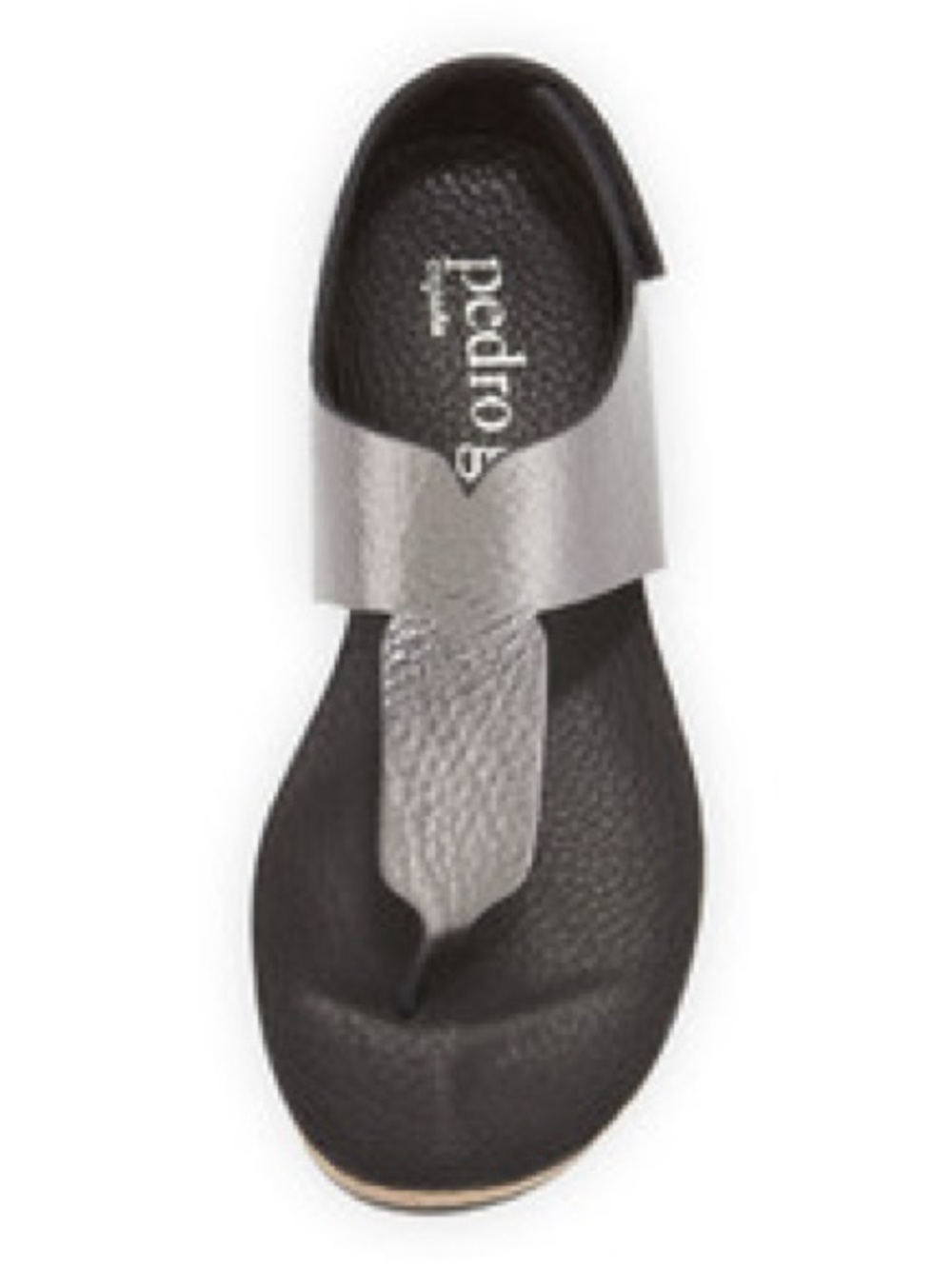 Pedro Garcia Silver Leather Thong Julia Metallic T Strap Sandal Sz 38 1/2